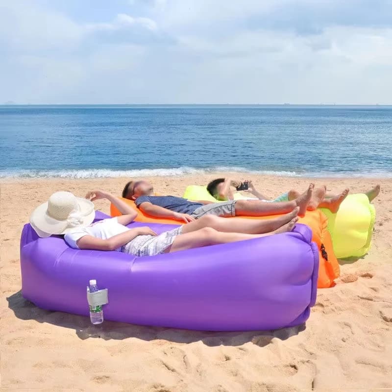 Divano Gonfiabile Singolo Portatile per Esterni, Letto ad Aria da Spiaggia Pieghevole, Sacco a Pelo da Campeggio per un Riposo Confortevole