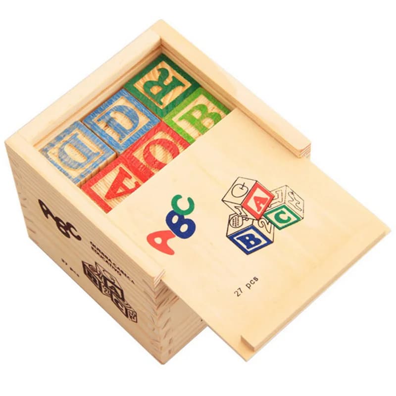 AS96-27 pezzi per bambini blocchi di alfabeto in legno lettere impilabili blocchi di costruzione artigianali per l'apprendimento precoce cameretta educativa