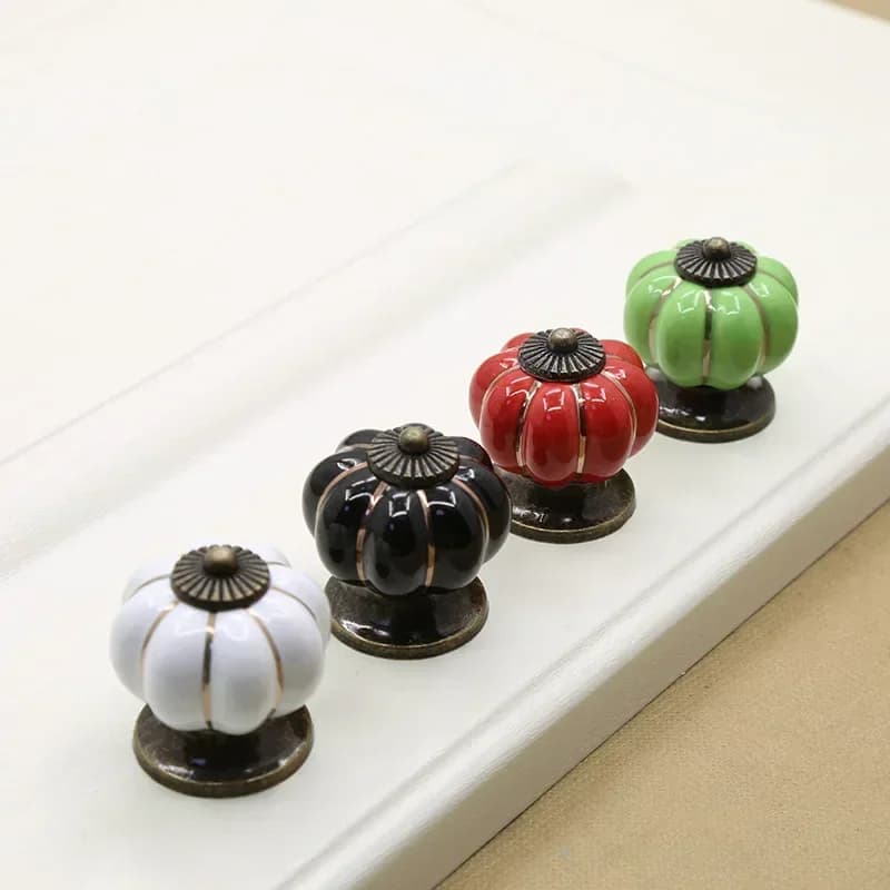 32x36mm piccola zucca maniglia in ceramica porta dell'armadio maniglie del cassetto rotondo foro singolo armadio armadio guardaroba mobili tirare manopole