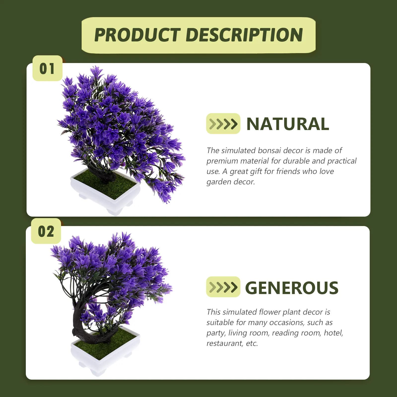 Bonsai Artificiale Realistico Premium, Pianta in Vaso Finta per Decorazione Casa, Ufficio, Scrivania, Soggiorno, Feste, Hotel, Ristoranti