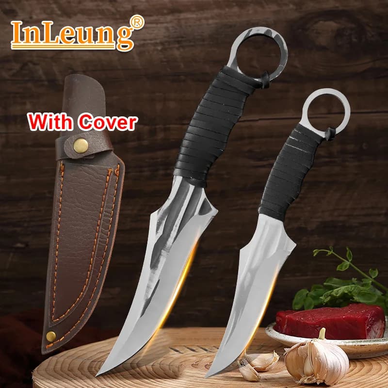 WXCOO Set di coltelli da cucina Chef Buther Coltello per disossare Coltello multiuso per affettare carne Mannaia per pesce Coltelli da cucina Manico in acciaio inossidabile