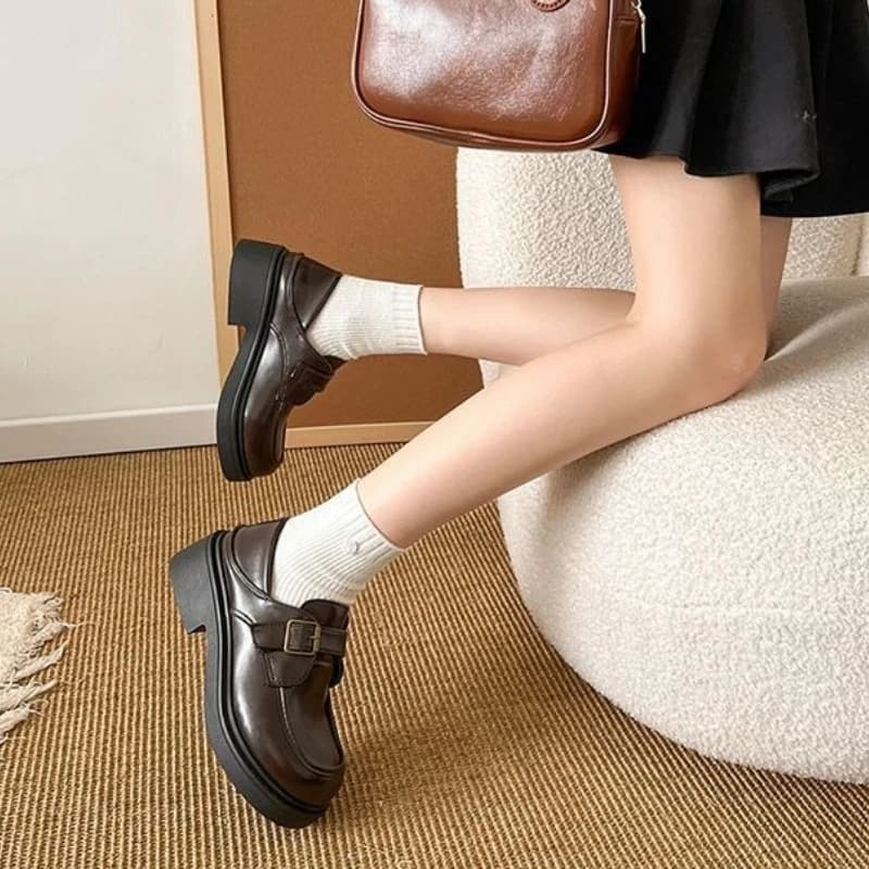 Scarpe in Pelle Stile Britannico Marrone, Mocassini Slip-On da Donna, Versatili per Lavoro e Scuola, Nuova Collezione Primavera-Estate 2026