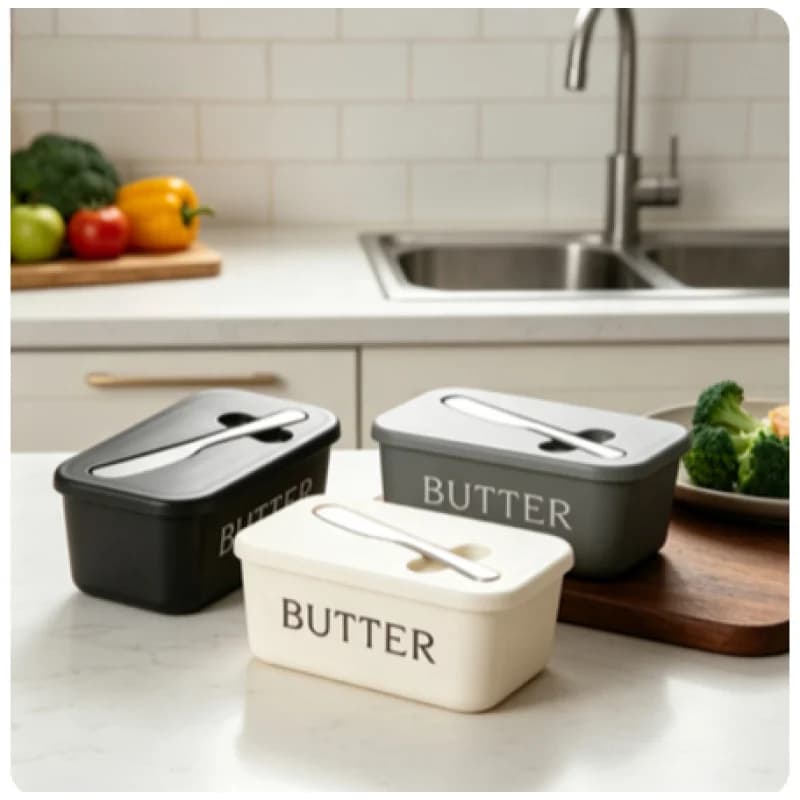 Butter Storage Box With Slicing Knife Airtight Cheese Container Covered Butter Dish For Kitchen & Catering Use