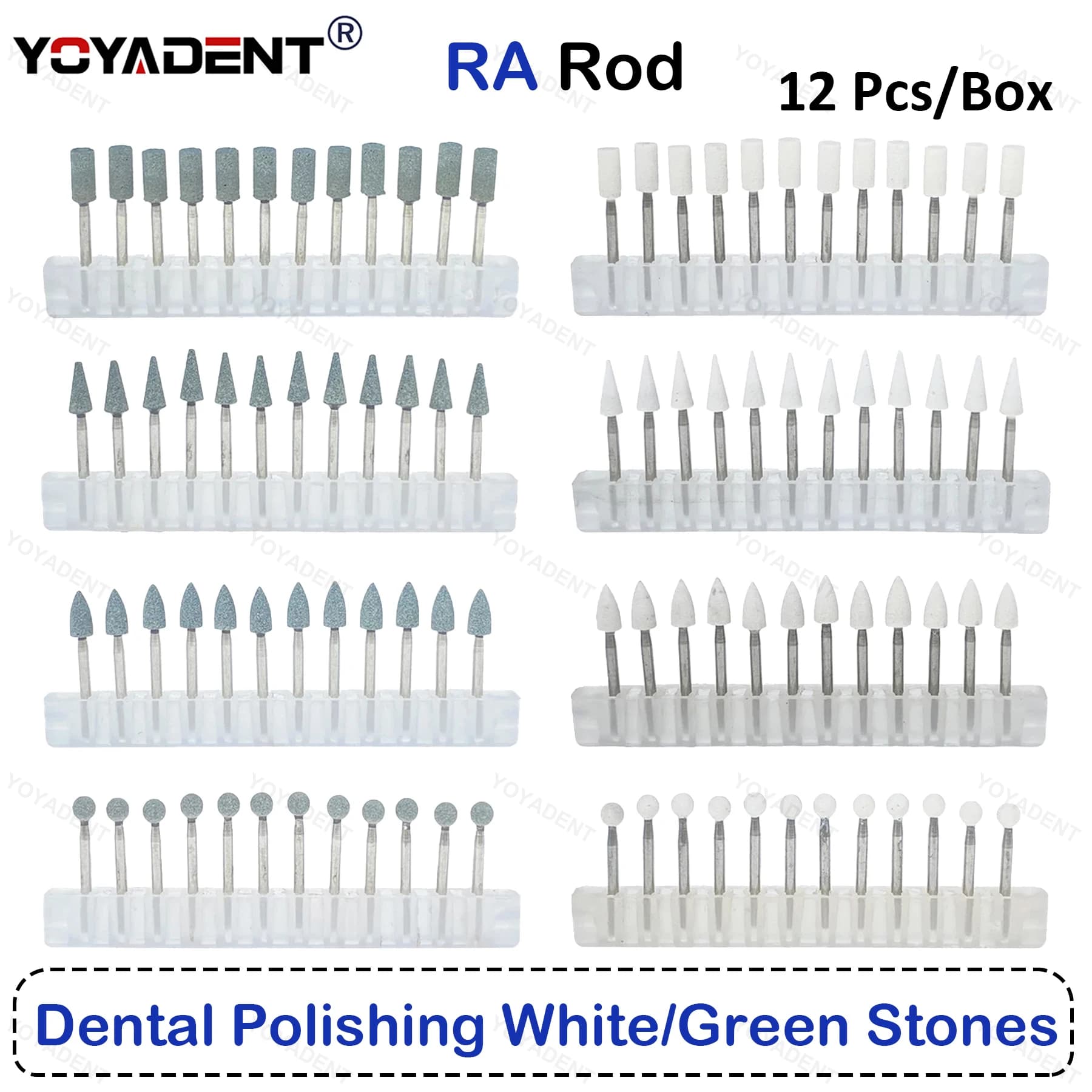 Dental composite resin polishing and grinding heads set Teeth polishing and whitening Brush head for polishing 12 pieces / RA Frese box