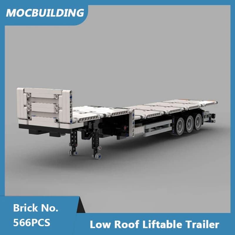 MOC Building Blocks Low Roof Liftable Trailer 1/21 Scale Model DIY Assemble Bricks Transportation Educational Toys Gifts 566PCS