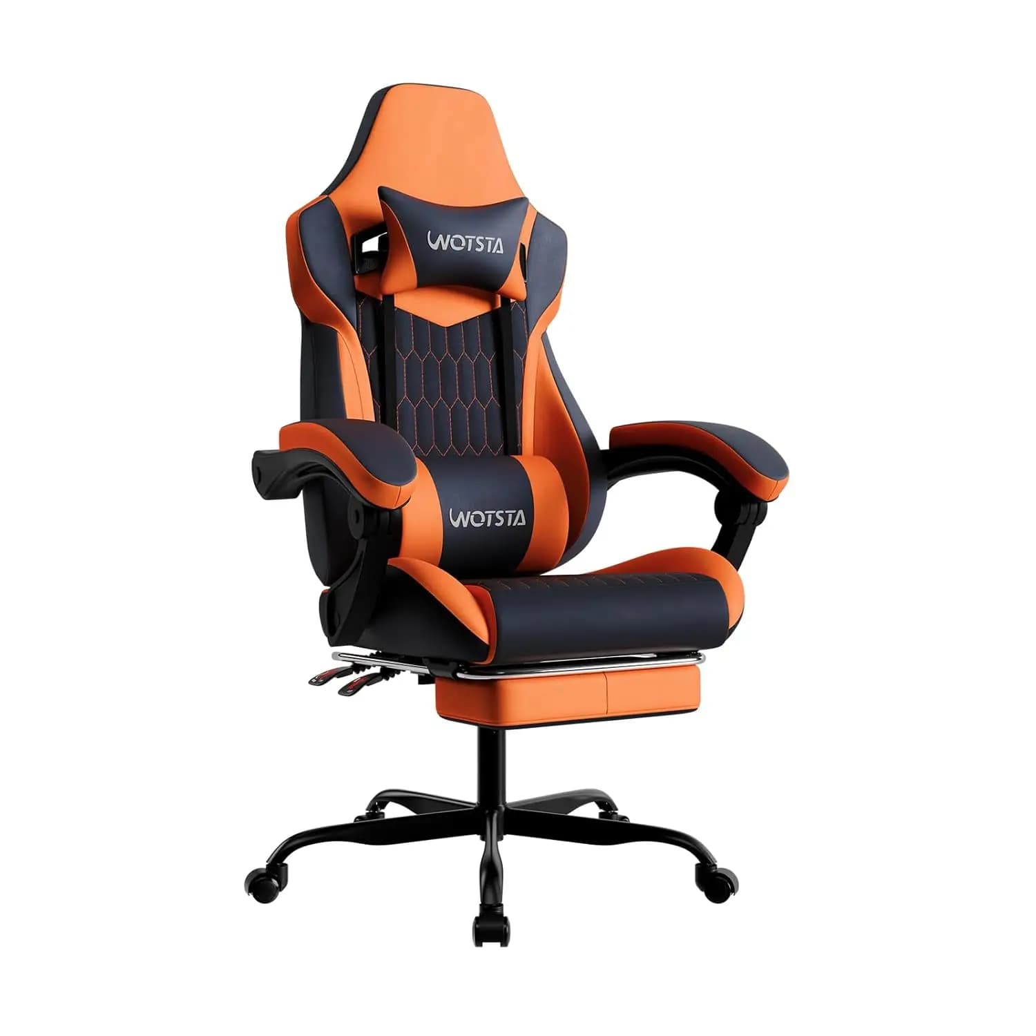 Sedia da Gaming con Poggiapiedi, Sedia Ergonomica in Pelle PVC con Schienale Alto e Poggiatesta Regolabile, Personalizzabile