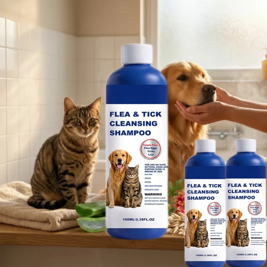 100ml Pet Flea Tick Cleansing Shampoo Effectively Remove Parasites From Cats Dogs Gentle Smooth Pet Cleaning Deworming Remover