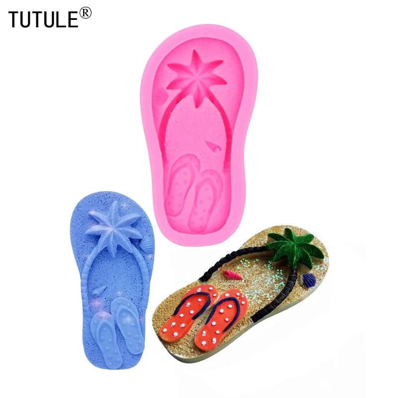 Gadget-pantofole da Ballerina da spiaggia-fondente, cera, alimenti in miniatura, argilla, resina, dolci, stampo-stampo per pantofole da spiaggia stampo in silicone