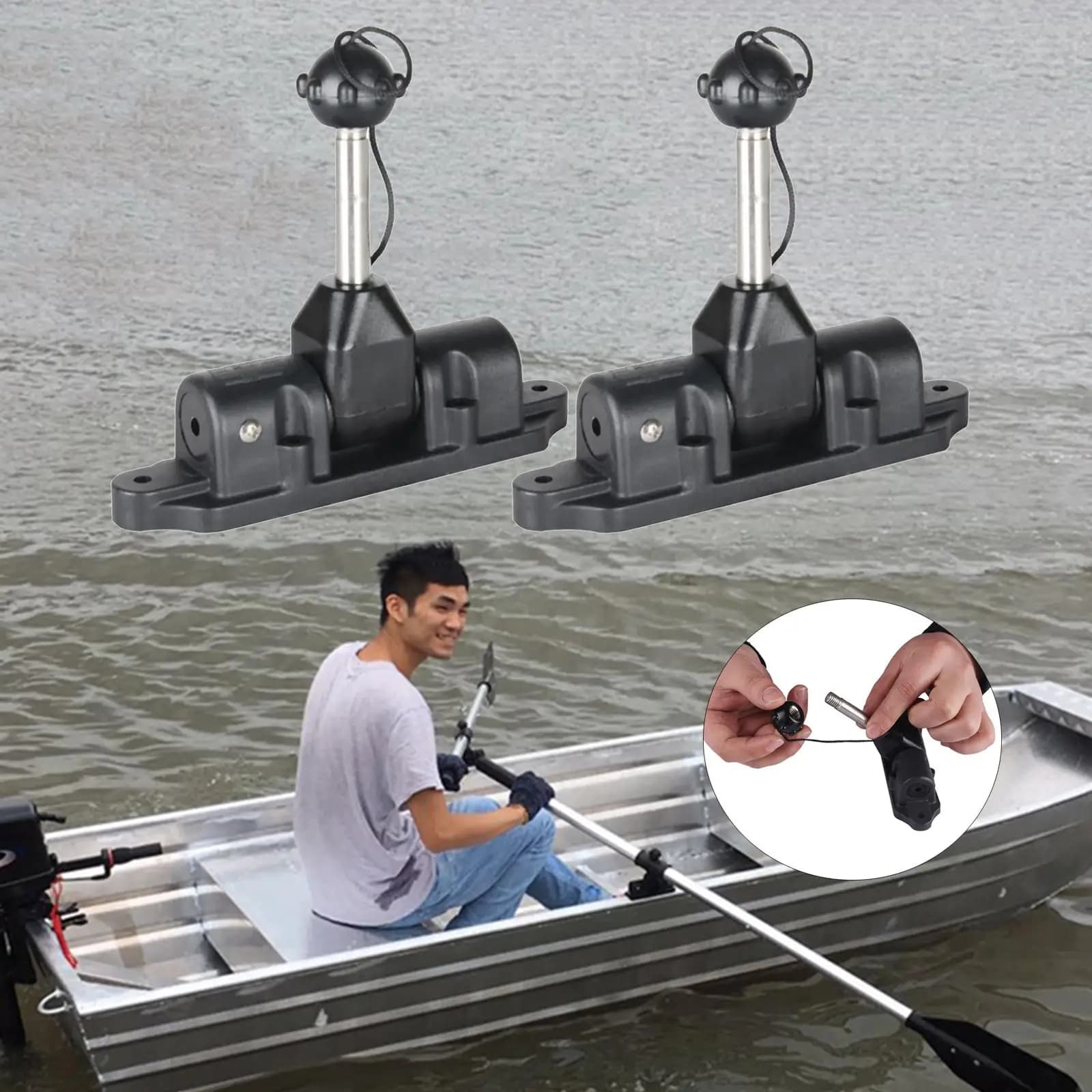 Supporto per gommone con bloccaggio sicuro per remo, supporto per palla per kayak gonfiabile, canoa, accessori per la pesca
