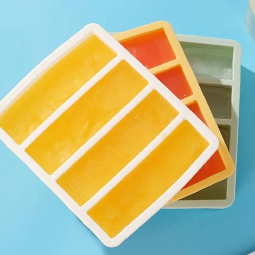 Stampi per congelamento alimentare durevoli a 4 griglie con coperchio Stampo per ghiaccio in silicone extra large Vassoi per congelatore riutilizzabili per la conservazione della salsa alimentare