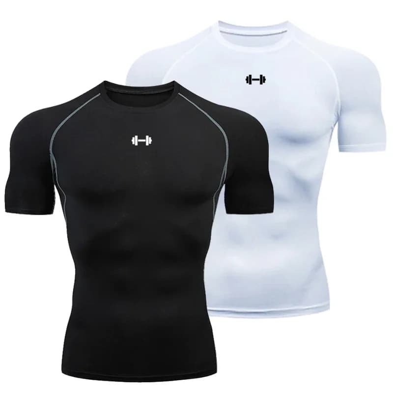 Maglietta a Compressione da Uomo, Abbigliamento Sportivo Estivo, T-shirt Elastica ad Asciugatura Rapida, Top Sportivo, Maglietta Atletica per Palestra e Allenamento