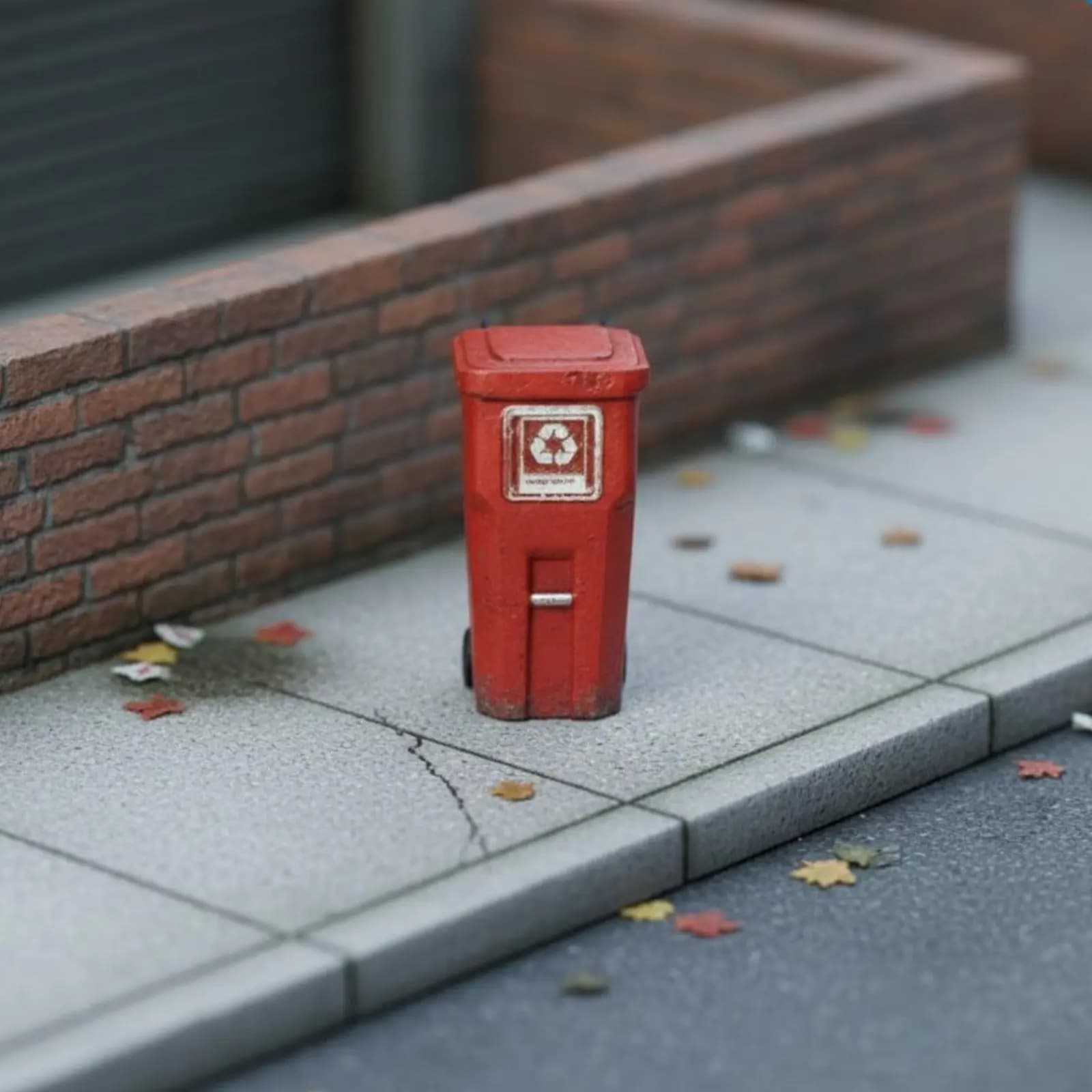 Bidone della Spazzatura in Scala 1:64, Modello Dettagliato per Paesaggi Urbani, Miniatura di Contenitore per Rifiuti, Finitura Invecchiata per Collezionisti