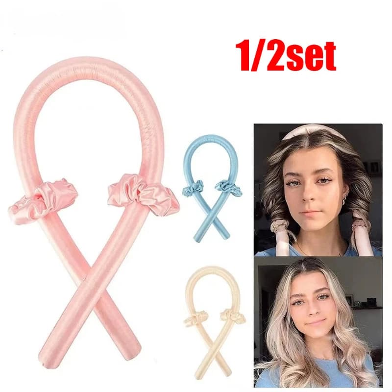 1/2set Heatless Curling Rod Headband Silk Curls Ribbon Hair Rollers Sleeping Soft Headband Lazy Hair Curlers Hair Styling Tools