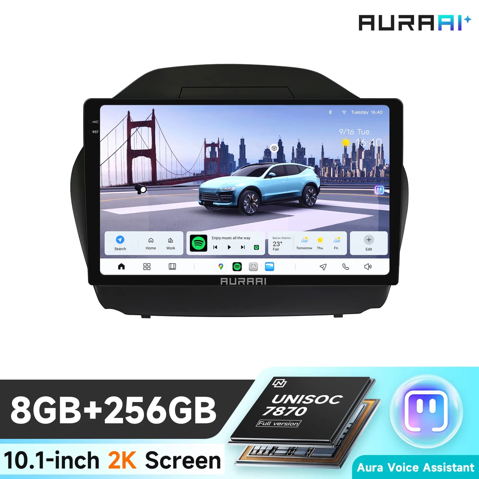 AURA AI X100 Intelligent Al Car Infotainment System GPS Navigation for Hyundai lX35 2011-2017 Multimedia Player Carplay 4G ADAS