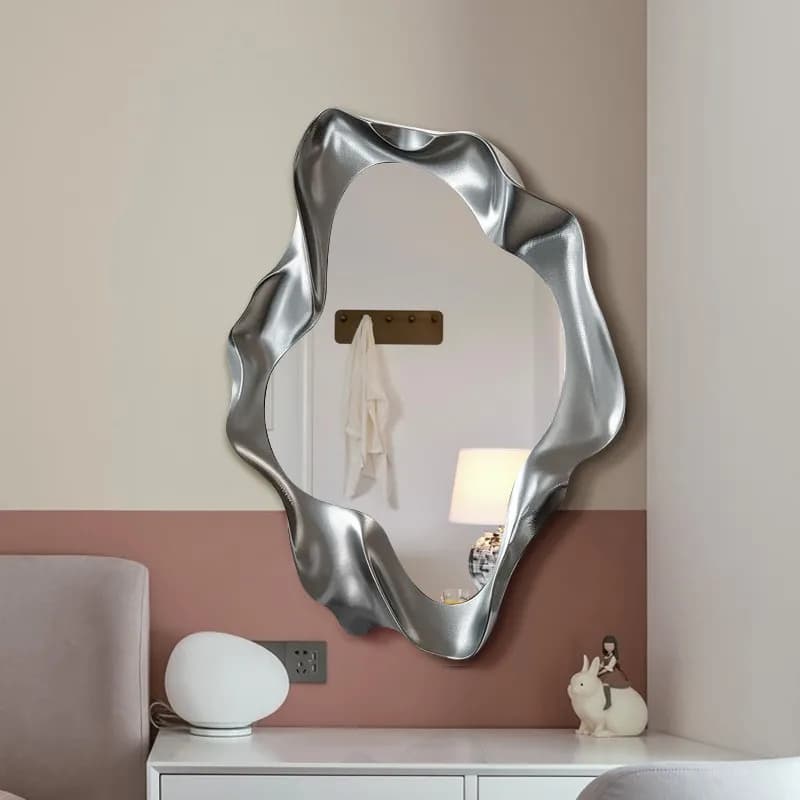 Specchio artistico di lusso leggero, dalla forma irregolare, per soggiorno, specchio decorativo, specchio americano per il trucco, da parete per il bagno