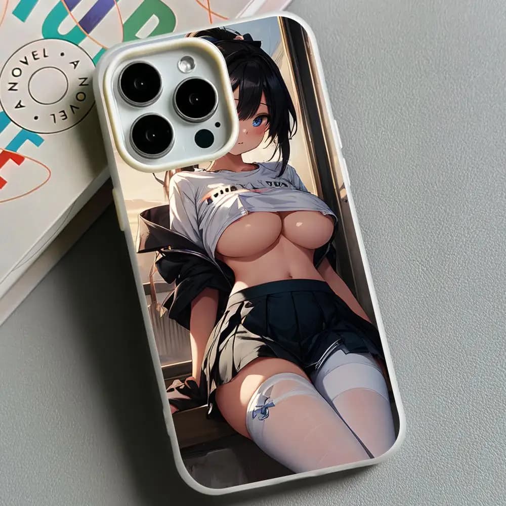 Custodia Protettiva Bianca a Doppio Strato per Cellulare JK School Uniform Girl Jelly per iPhone 17 16 15 14 13 12 11 Air Pro Max Plus