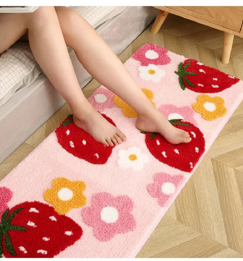 Inyahome Inside tappetino in peluche s tappetino da bagno alla fragola s tappeto s Decor tappeto da bagno in microfibra trapuntato divertente tappetino da bagno Super accogliente ad asciugatura rapida