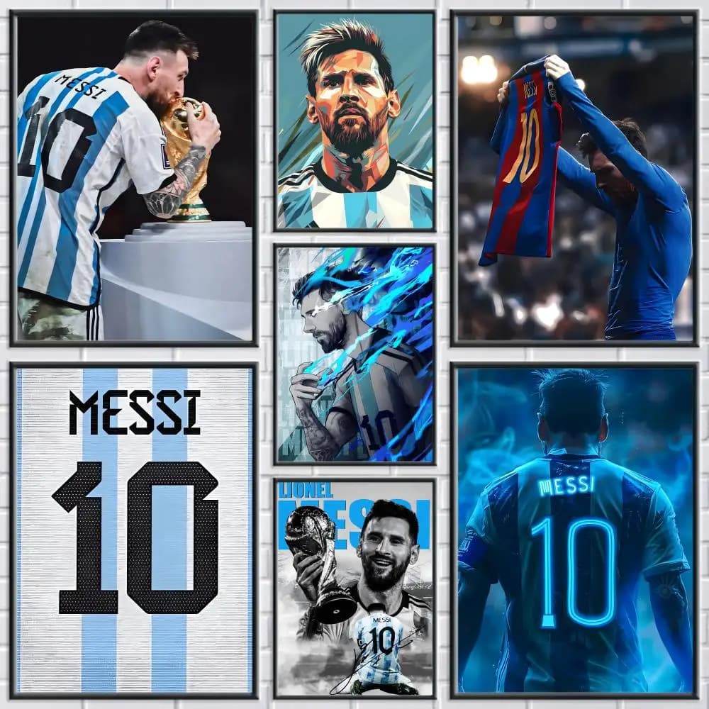 Football No.10 M-Messi Painting Calligraphy Frameless Canvas Poster Wall Art Perfect For Hallway Home Decoration Holiday Gifts