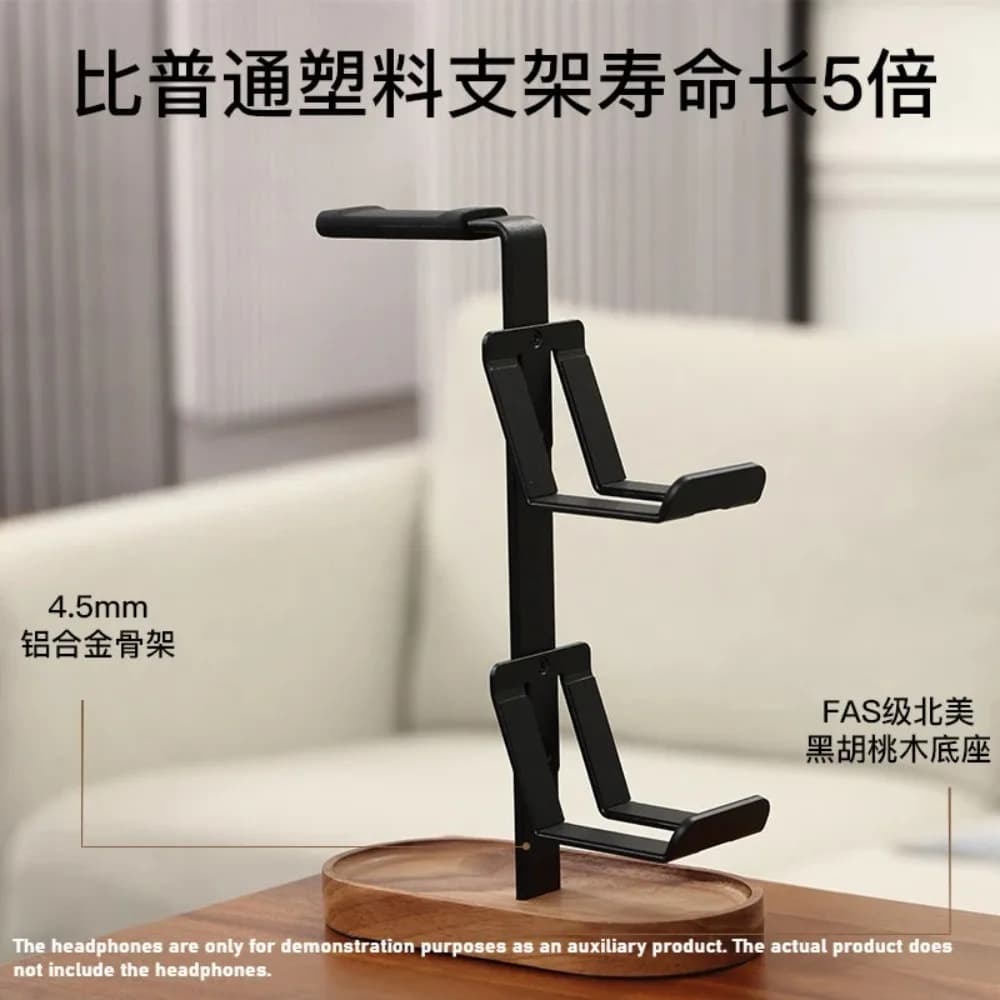 Supporto per Controller di Gioco e Cuffie in Legno di Noce Massiccio/Lega di Alluminio, Accessorio da Gaming Semplice e Versatile