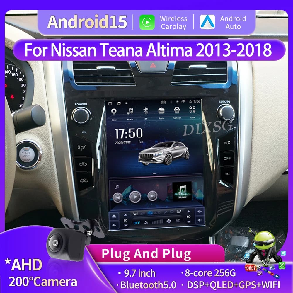 9.7" Android15 Tesla Screen 2din For Nissan Teana Altima 2013-2018 Car Radio GPS Navigation CarPlay Auto Multimedia Player 4G BT