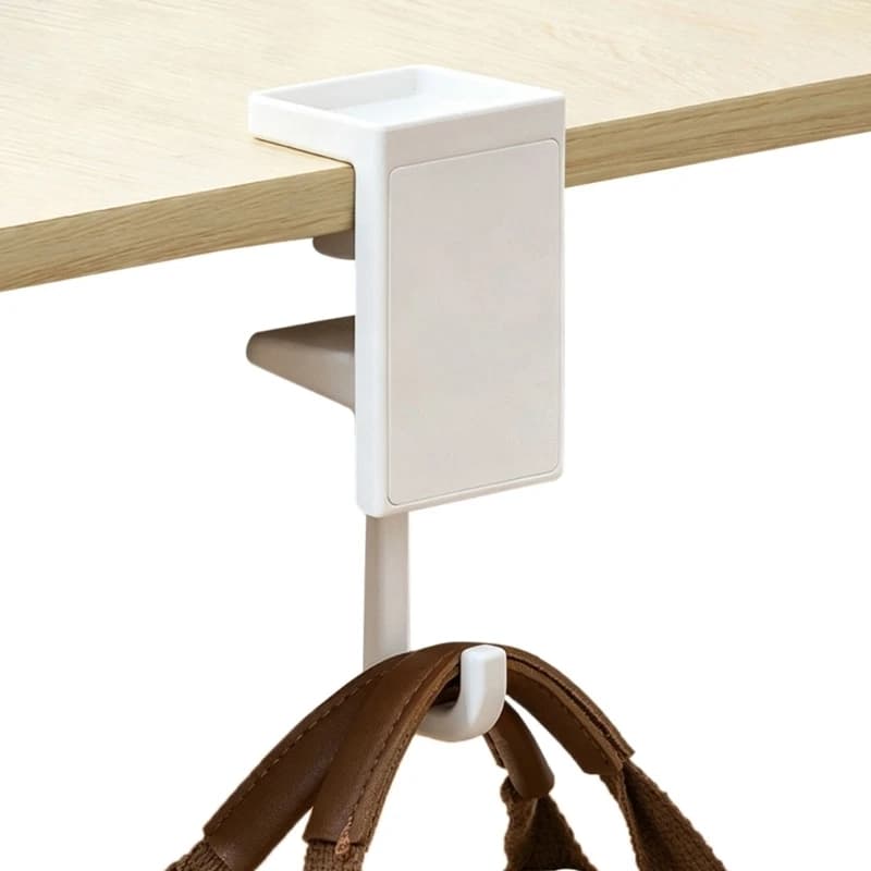 Foldable Headphone Stand Under Desk, Toolless Desk-Edge Bag Holder with Adjustable Grip, Removable Backpack Hook for Dorm,