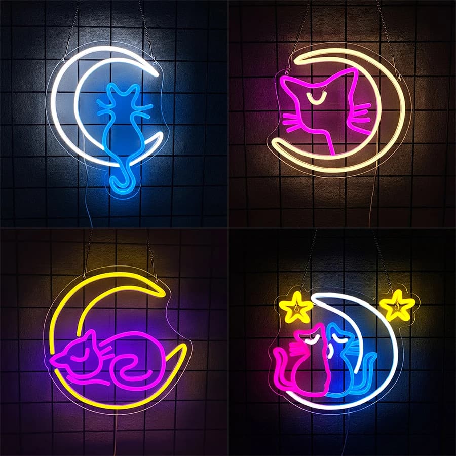 Insegne al neon serie Cat, decorazioni da parete con luce notturna a LED, alimentate tramite USB, utilizzabili per camera da letto, casa, luci da parete per sala giochi, regali per giovani.