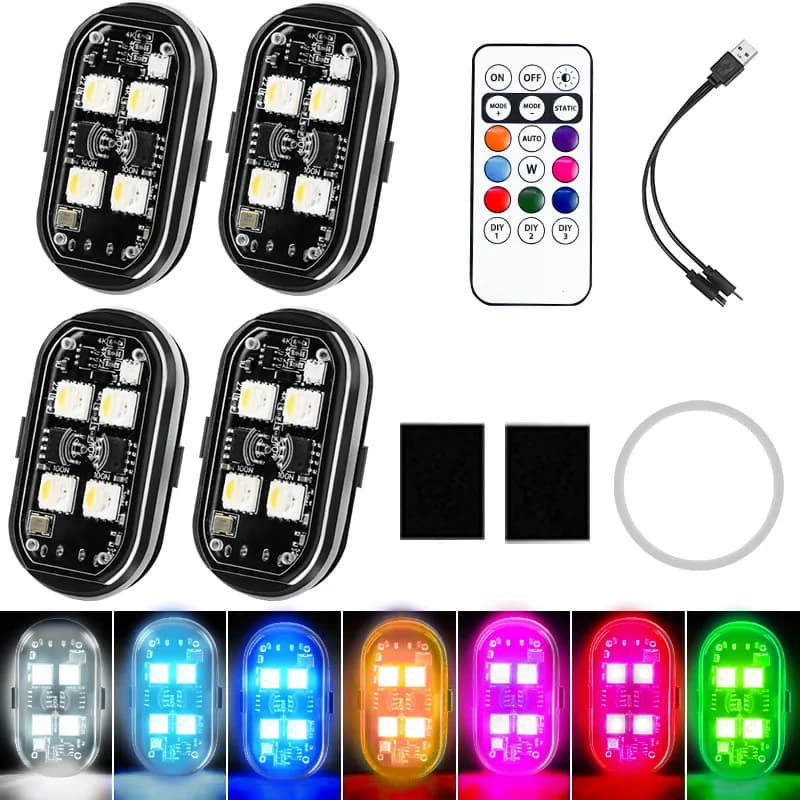 Luci di segnalazione wireless per aerei, elicotteri e motocicli, luci stroboscopiche a LED RGB, luci a LED con ricarica USB