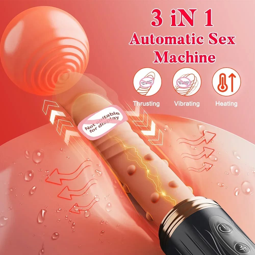 SCTelescopico Riscaldamento Dildo Vibratore Pistola automatica del sesso Macchina per la masturbazione femminile con telecomando per le donne Sesso elettrico per adulti