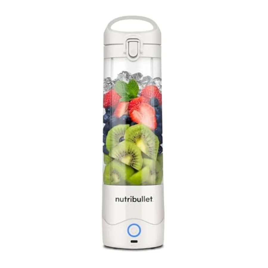 Frullatore Portatile Senza Fili con Contenitore da 20oz, Ricaricabile USB-C, Bianco, Frullatore Personale NBPB50100W
