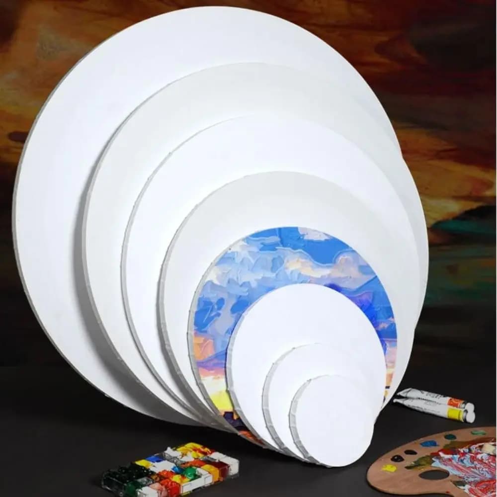 Multi-format wooden round painter for drawing table with oil painting for artists, circular frame, canvas painting table