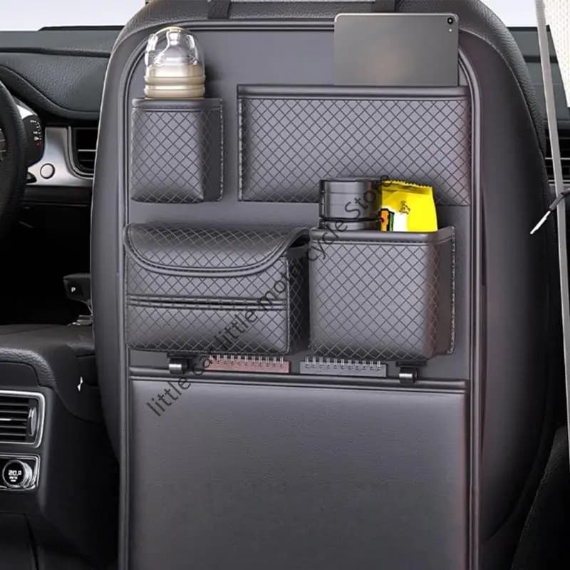 Borsa portaoggetti per schienale per seggiolino auto a 5 tasche, resistente all'usura, organizer per sedile posteriore per auto, porta fazzoletti/bicchieri, impermeabile, anti-calcio