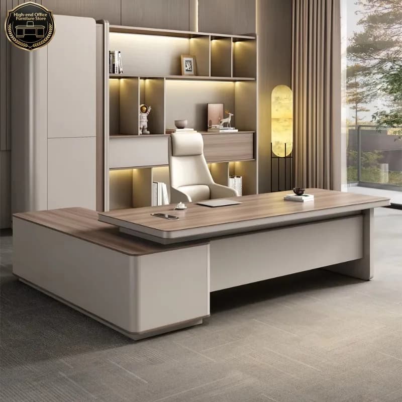Scrivania Direzionale Moderna Personalizzata 2,4M Convertibile in Legno con Design per CEO, Tavolo da Ufficio in MDF con Organizer Integrato