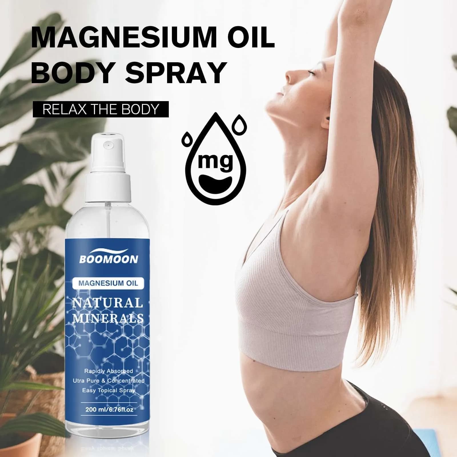 Oil spray bottle New magnesium with topical magnesium Magnesium 1 piece Chloride suplement for 200 ml and skin application