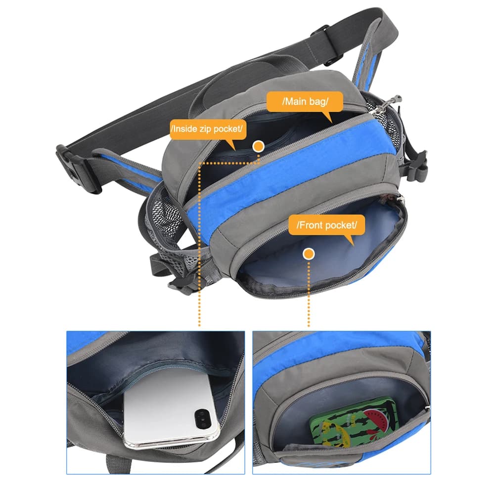 Marsupio da Corsa con Porta Telefono, Borsa a Tracolla in Nylon con Porta Bottiglia per Corsa, Escursionismo e Jogging