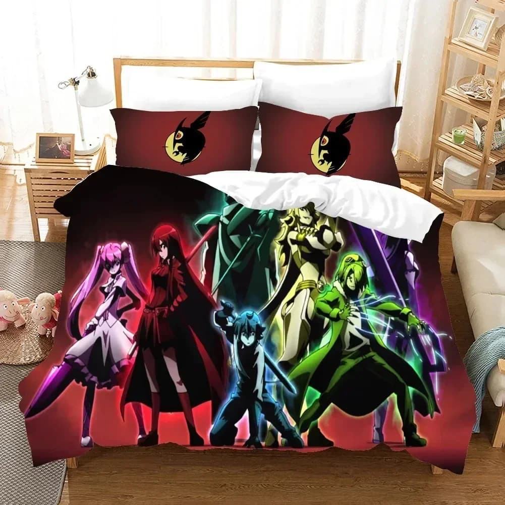 Set di biancheria da letto Anime Akame ga KILL, copripiumino stampato, federa, set singolo, doppio, queen, super king size, tessuti per la casa
