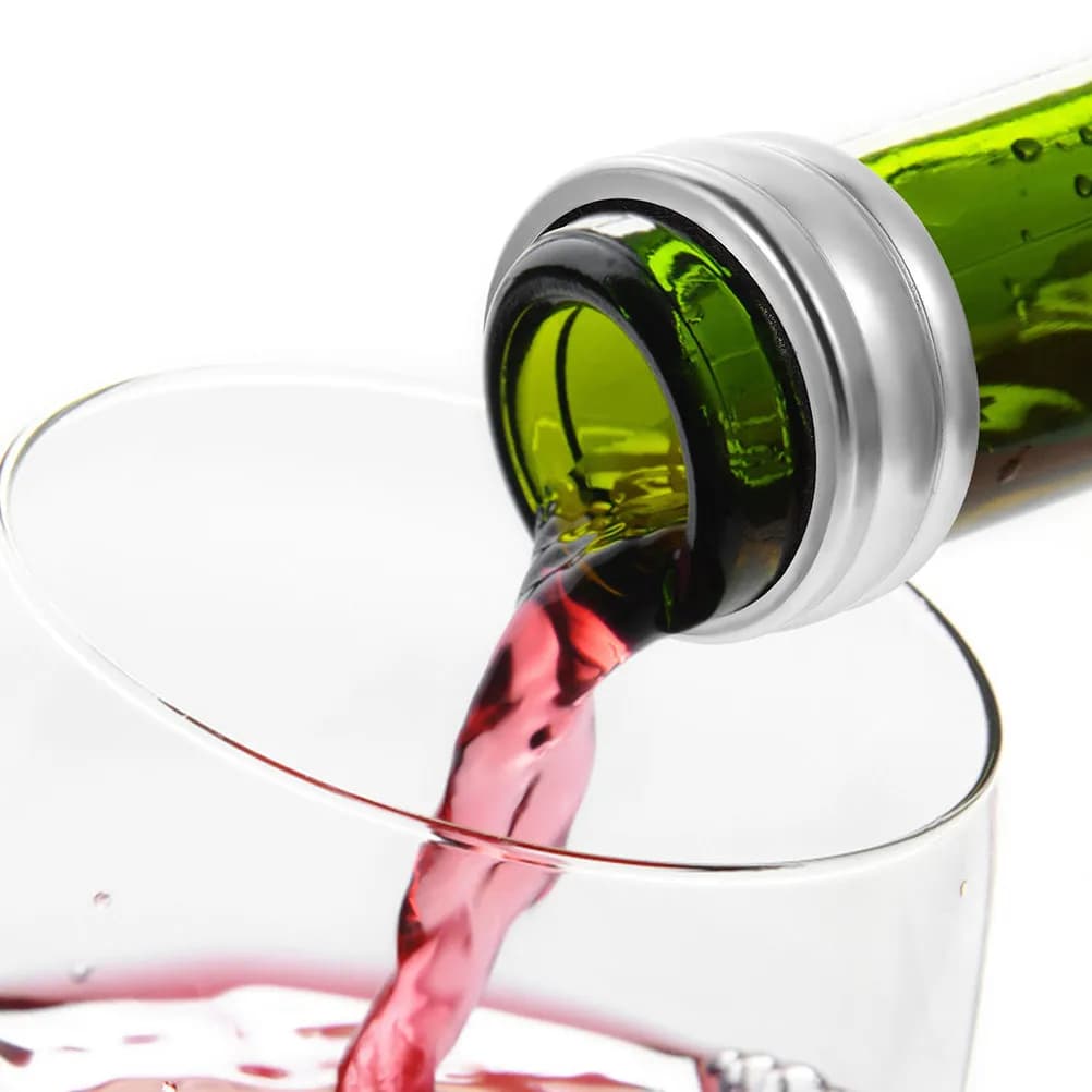 Collari Antigoccia per Bottiglie di Vino (8 Pezzi) in Acciaio Inossidabile con Anello di Assorbimento in Spugna per Bottiglie di Vino e Birra, Strumento da Cucina e Bar, Collari Anti-perdita
