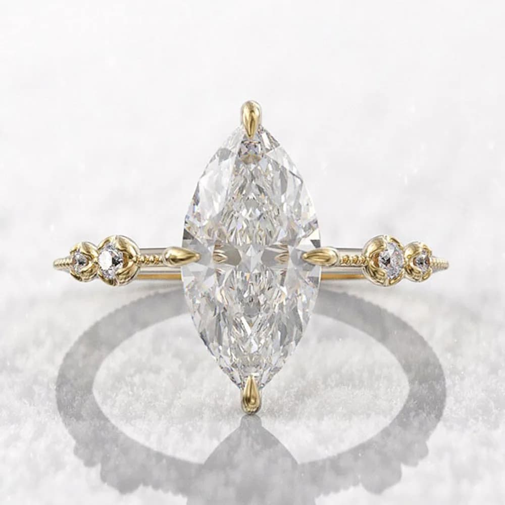 Huitan AAA Crystal Marquise Cubic Zirconia Women's Rings Fashion Thin Ring Clasp Wedding Accessories Statement Jewelry
