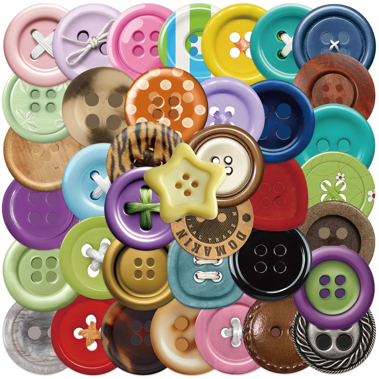 50 Pezzi Adesivi Creativi a Forma di Bottone, Decorativi per Tazze, Quaderni, Cover per Telefoni, Adesivi Personalizzati Impermeabili
