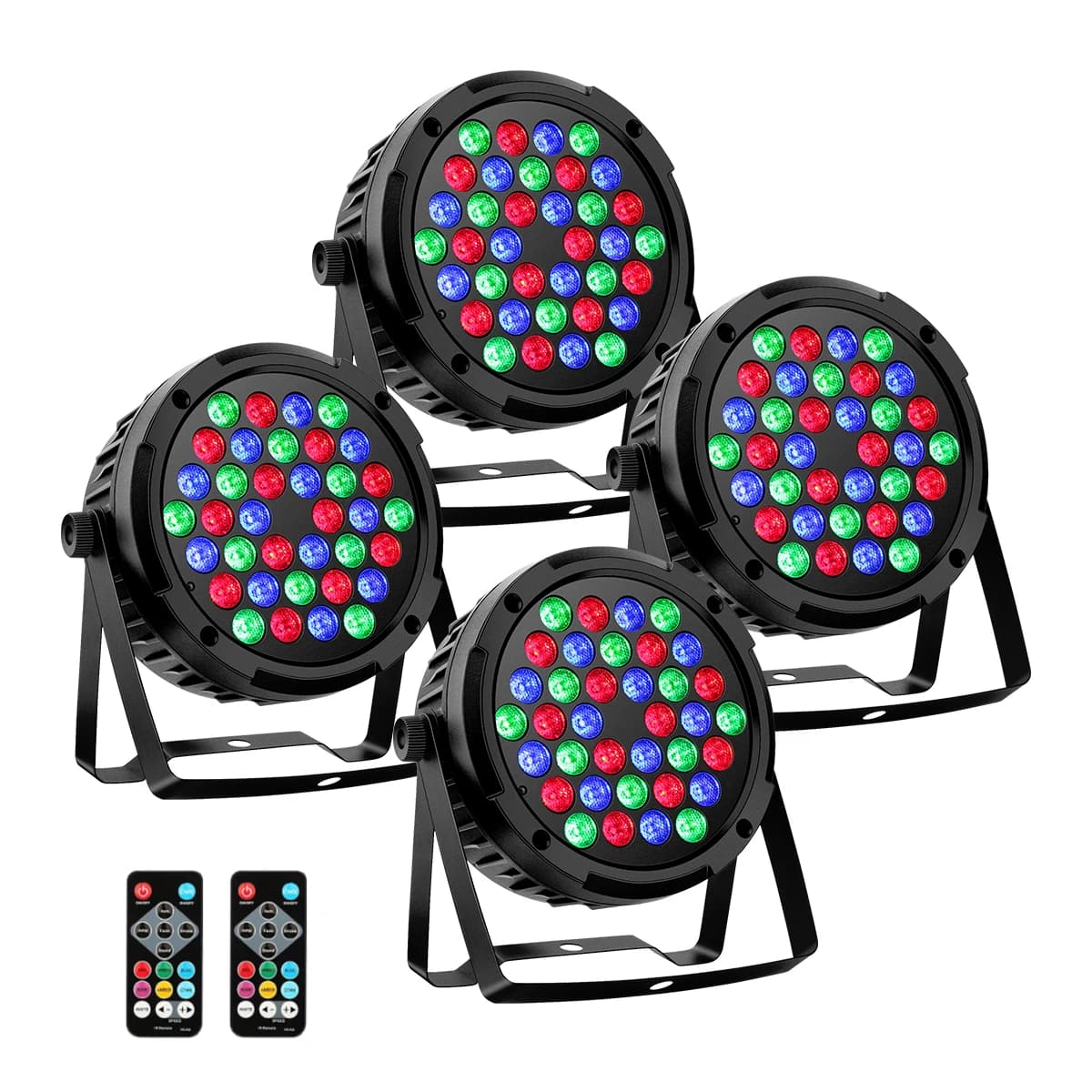 Set di 4 Luci Par RGB da Palco con 36 LED, 36W, Attivazione Sonora, Controllo DMX per DJ, Feste, Matrimoni, Chiese, Bar, Club, Illuminazione da Palcoscenico