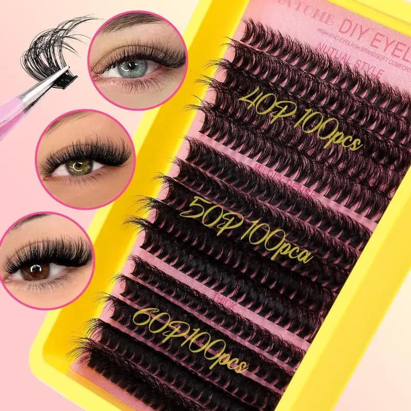 Kit Ciglia Finte 3D Effetto Visone, Vassoio Misto Volume Singolo, Extension Ciglia Effetto Wispy, Ciglia Finte Fai da Te per Trucco