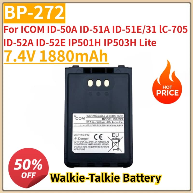 Nuova batteria walkie-talkie 7.4V 1880mAh BP-272 per ICOM ID-50A ID-51A ID-51E/31 lC-705 ID-52A ID-52E IP501H IP503H Lite