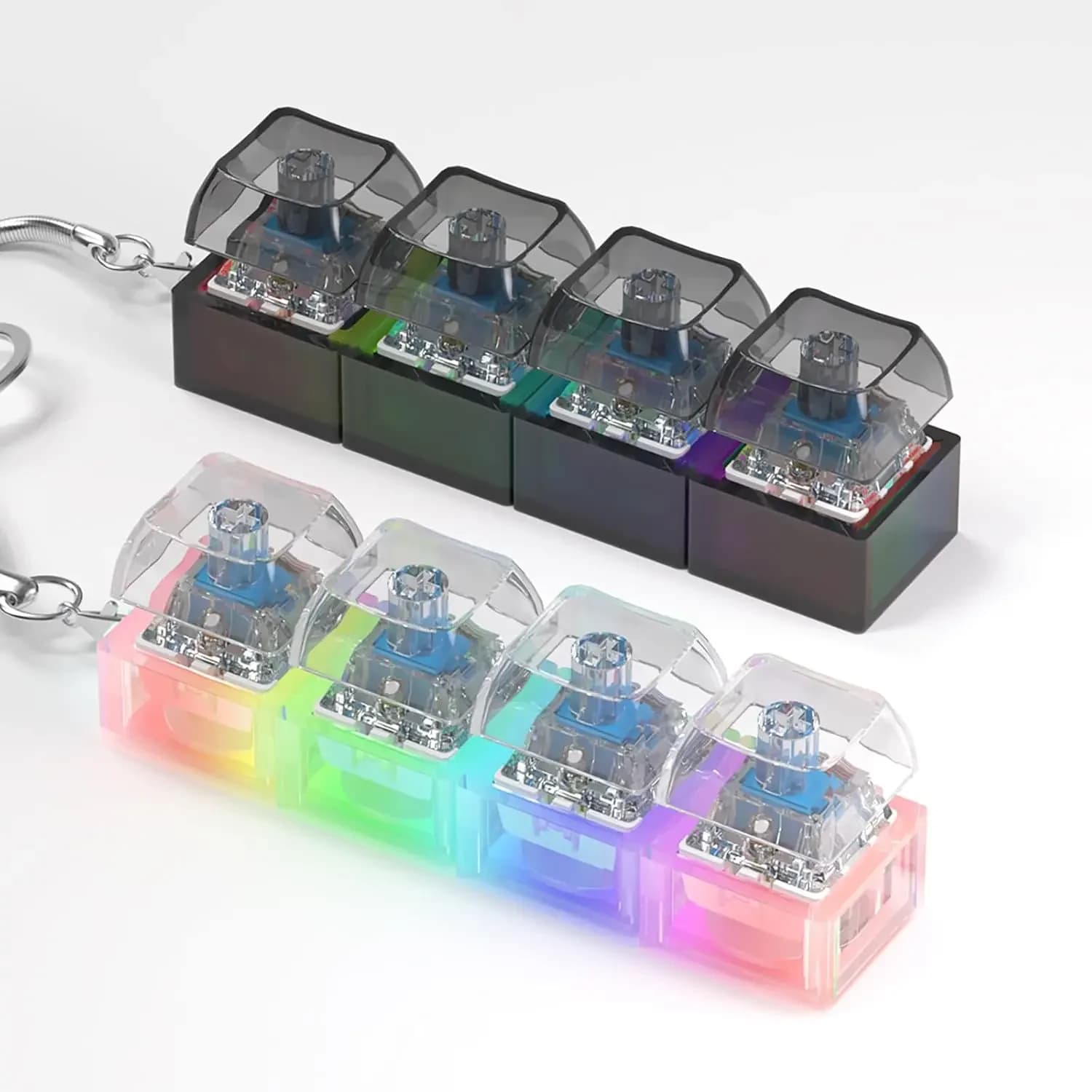 Portachiavi LED con Tastiera, Giocattolo Antistress, Clicker in Cristallo, Gadget Sensoriale per Adulti e Bambini