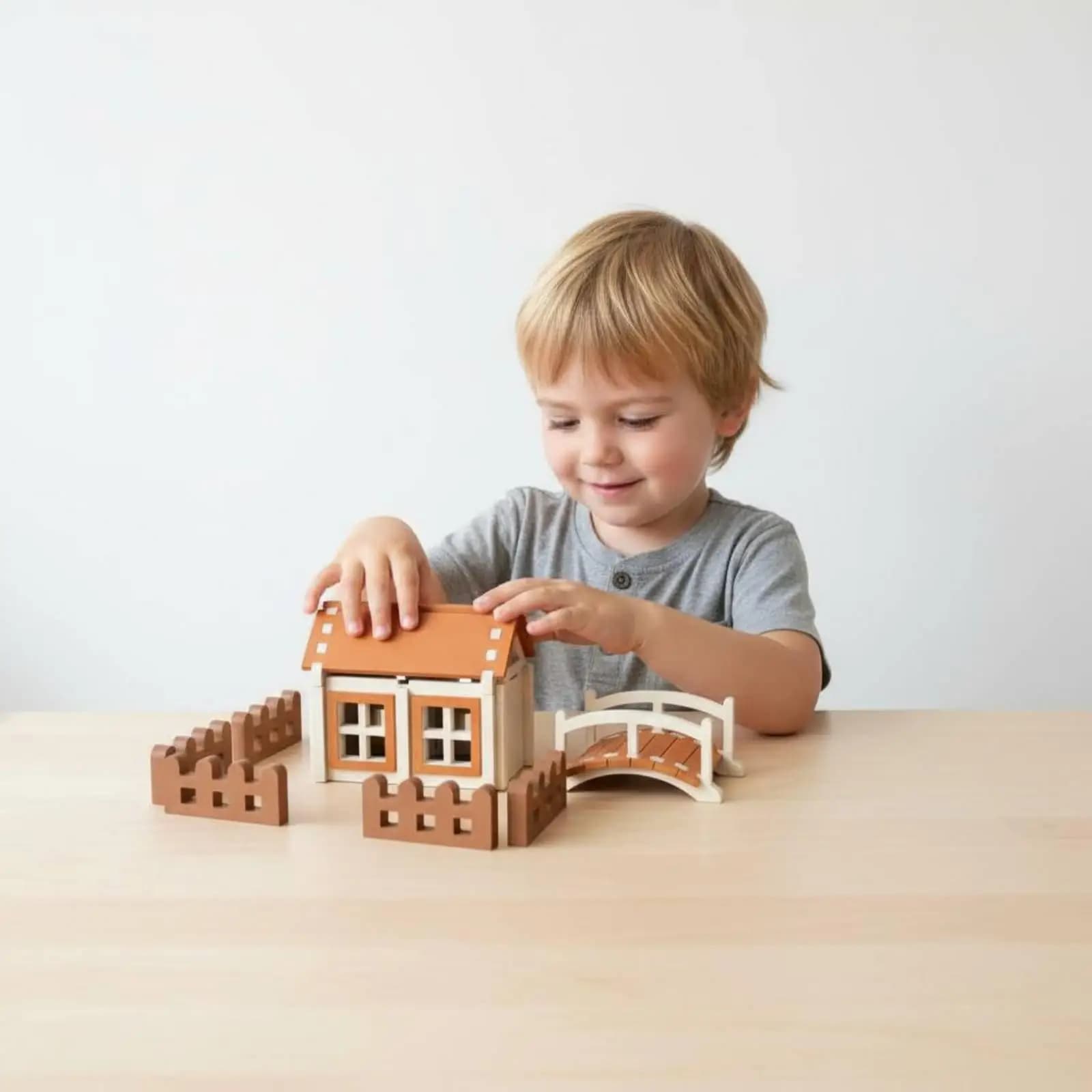 Wooden Blocks Building Set 3D Puzzle Educational Toy for Kids Open-ended Creative Construction