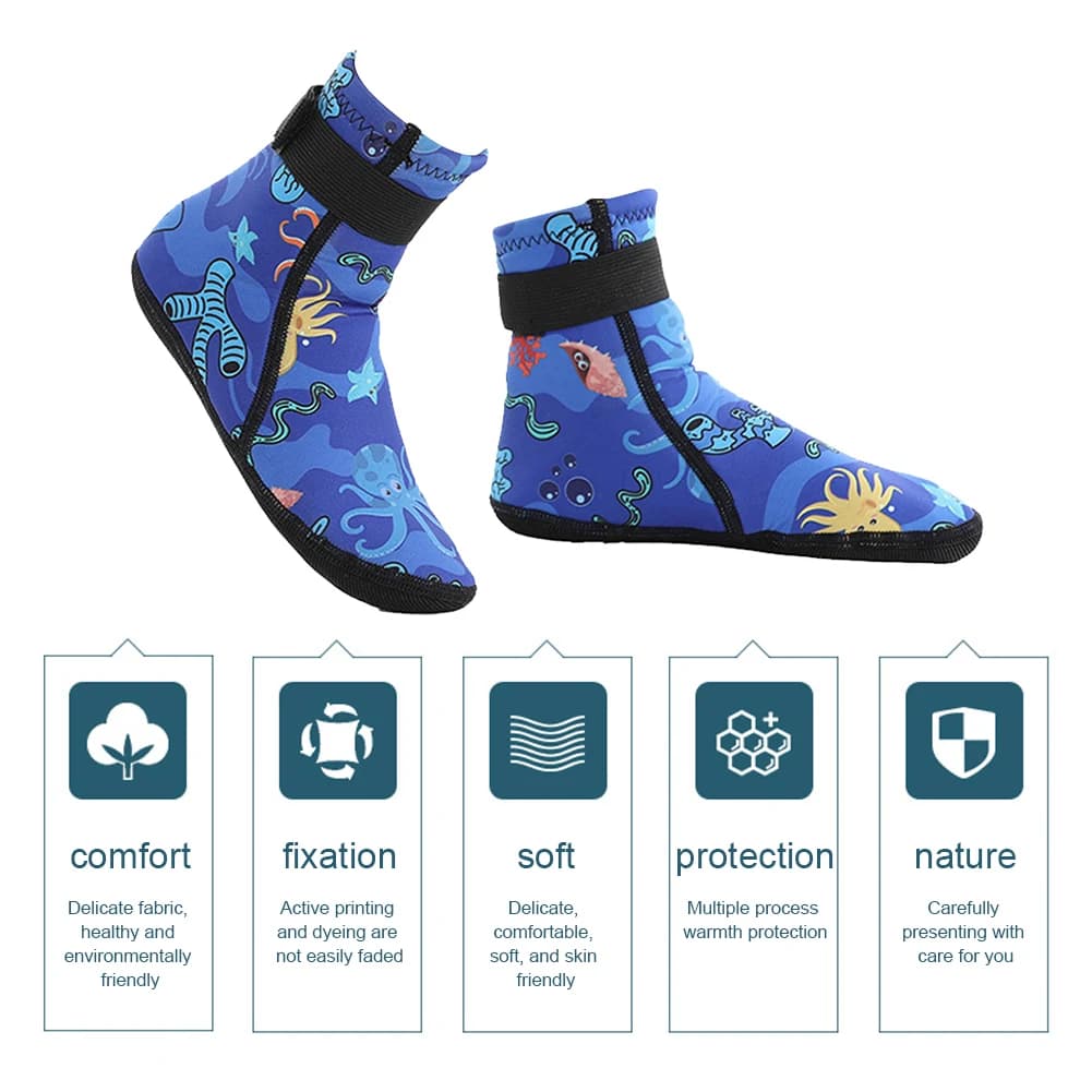 Neoprene water socks for children Skid socks Children's non-slip sub socks Adjustable snorkeling boots Keep warm for diving and surfing
