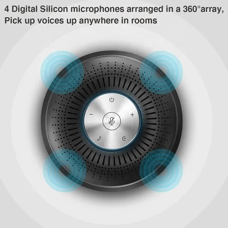 2026 Telefono per sala conferenze Vivavoce USB Audio Video Altoparlanti per sala chiamate omnidirezionali BT wireless con 4 microfoni
