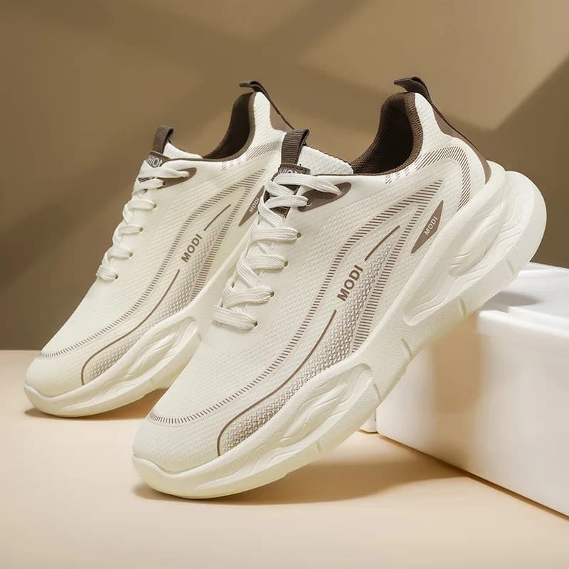 Solid Color Simple Men Casual Sneakers Shock Absorbing Elastic Sole Wear Rubber Outsole Versatile Trainers Male City Walking