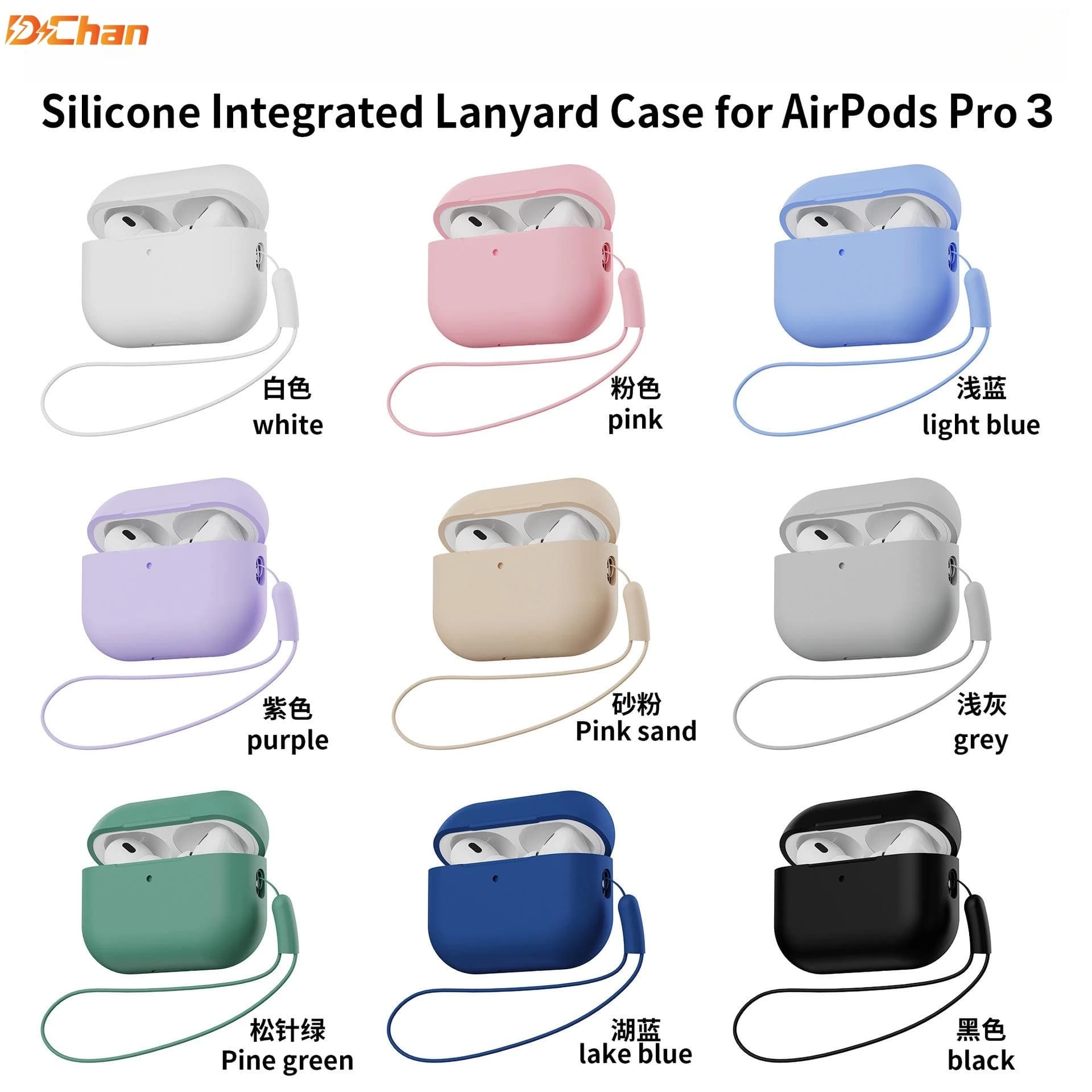 Custodia in silicone per AirPods Pro 3 (2025) – Cover protettiva simpatica con laccetto e kit di pulizia per AirPods Pro 3a generazione – Custodie morbide
