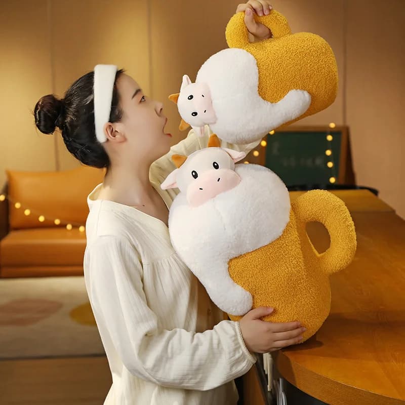 38/50CM particolare mucca di volpe con boccale di birra giocattoli di peluche farciti morbidi per cuscino del divano bambole a forma di cuscino creativo regalo Kawaii