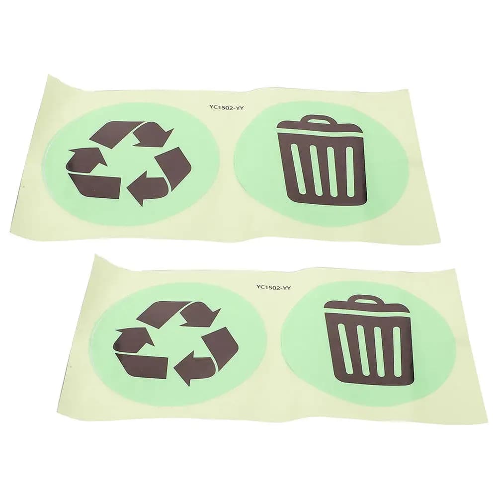 Set di Adesivi Luminosi per Rifiuti e Riciclo, Impermeabili e Resistenti ai Raggi UV, Etichette Adesive per Bidoni in Metallo e Plastica per Interni