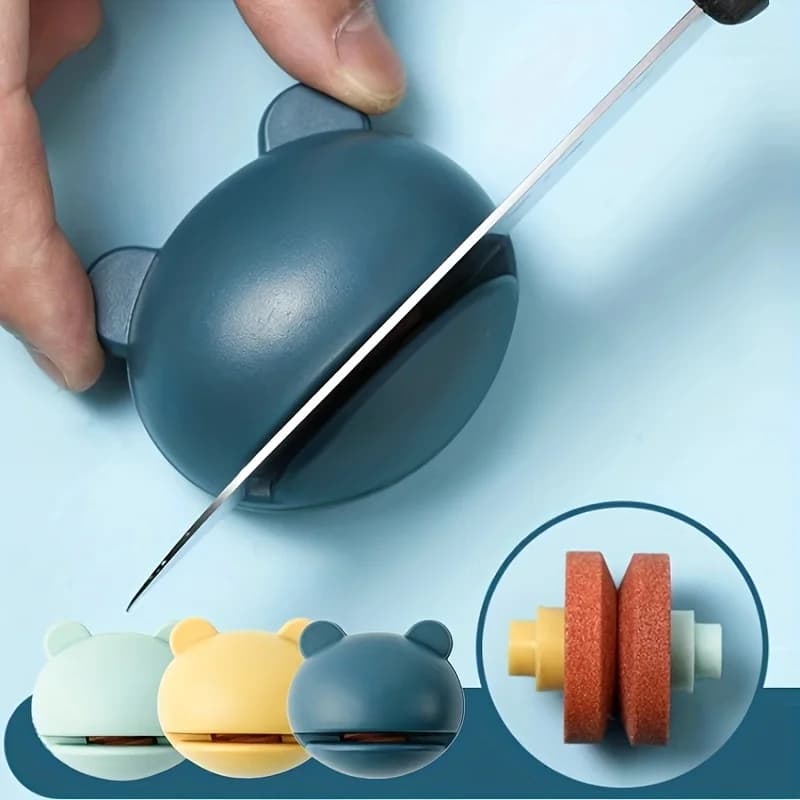 Affilacoltelli e affilatrice per forbici portatile - Strumento di affilatura manuale con design a un pulsante, adatto per esterni e cucina.